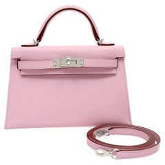 Hermès Kelly Mini II in Mauve Sylvestre Epsom Leather w PH
