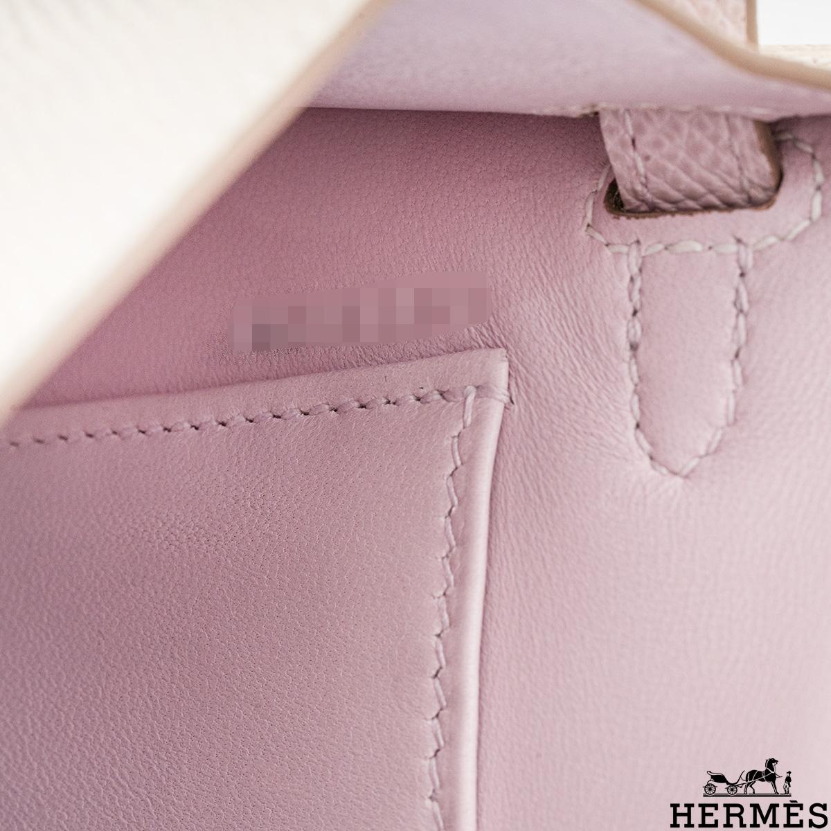 Hermès Kelly Mini II Tricolore Verso Craie/Mauve Pale/Gold Veau Epsom PHW für Damen oder Herren im Angebot