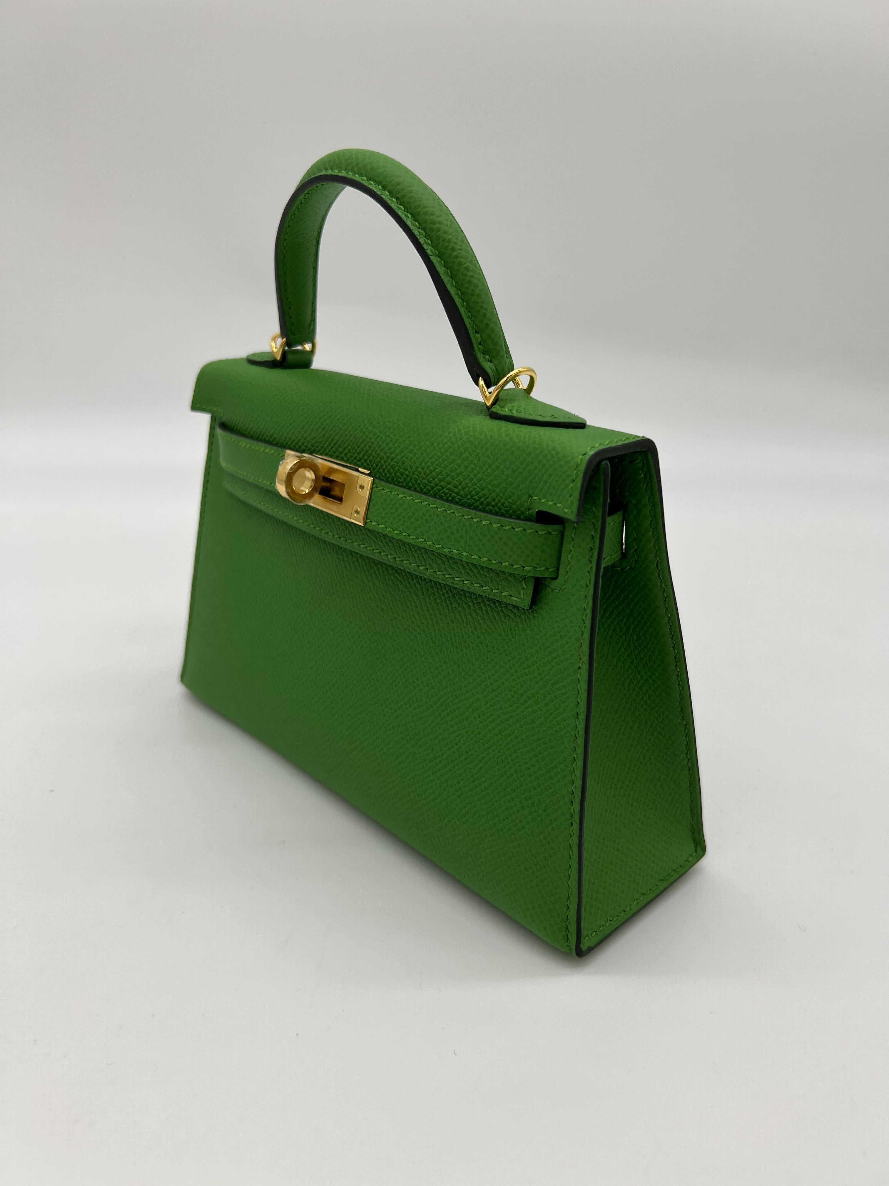 Hermes Kelly Mini II Yucca Epsom Gold Hardware In New Condition For Sale In New York, NY