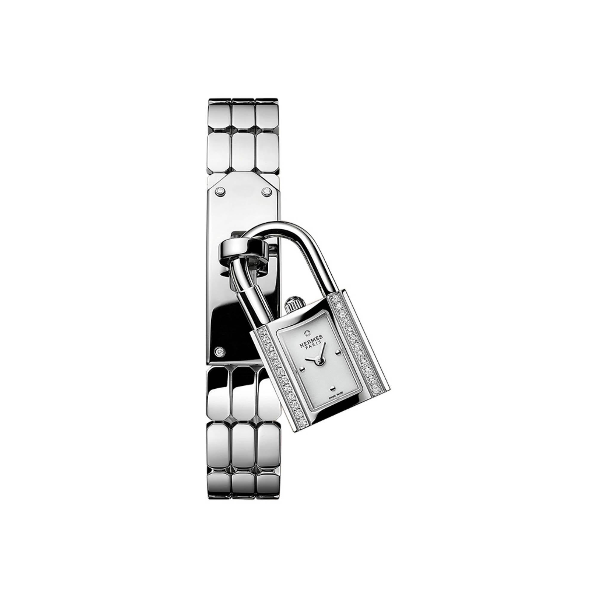 Reloj Hermes Kelly Mini Model 16 mm Acero inoxidable con diamantes engastados en Nuevo Estado en Miami, FL