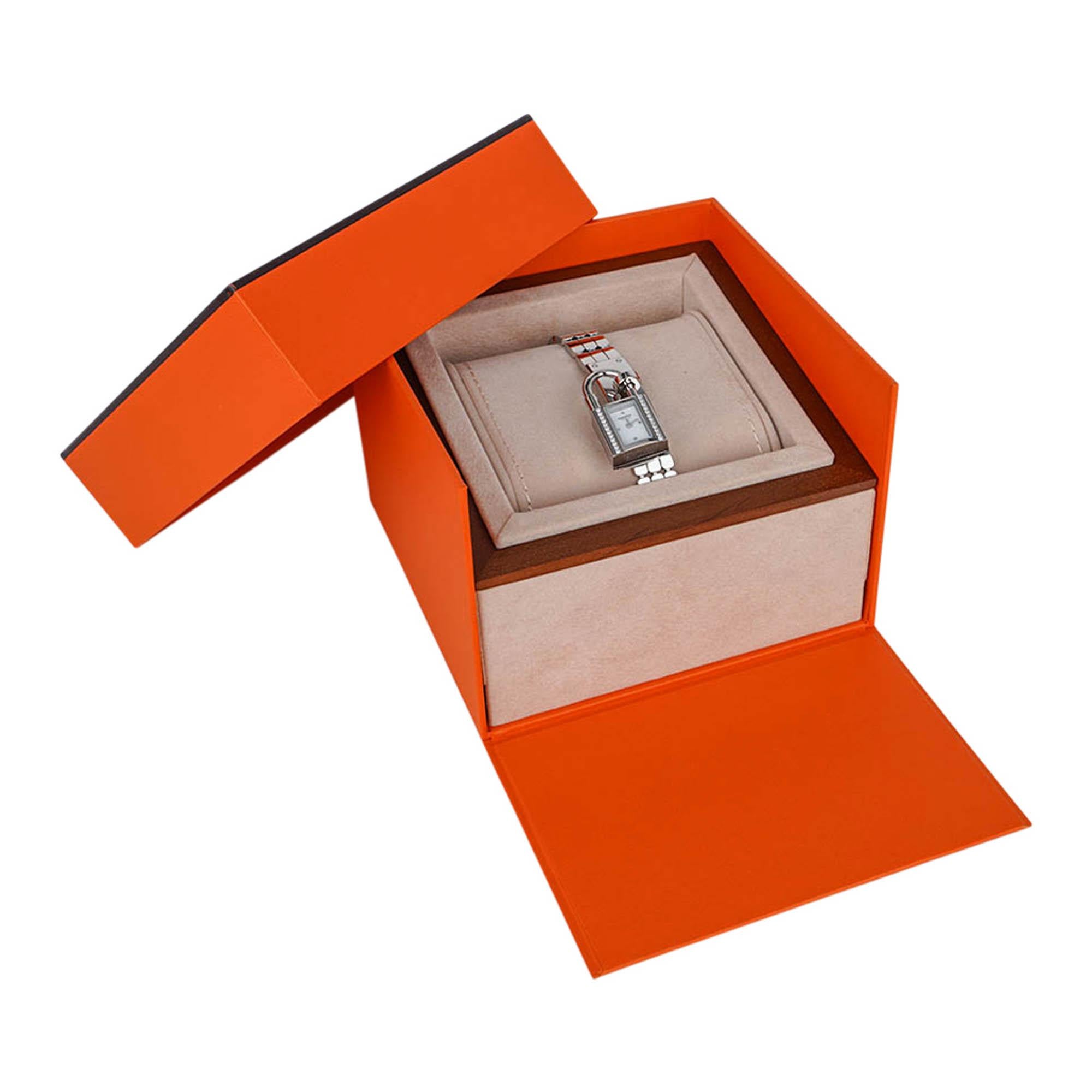 De las mujeres Reloj Hermes Kelly Mini Model 16 mm Acero inoxidable con diamantes engastados