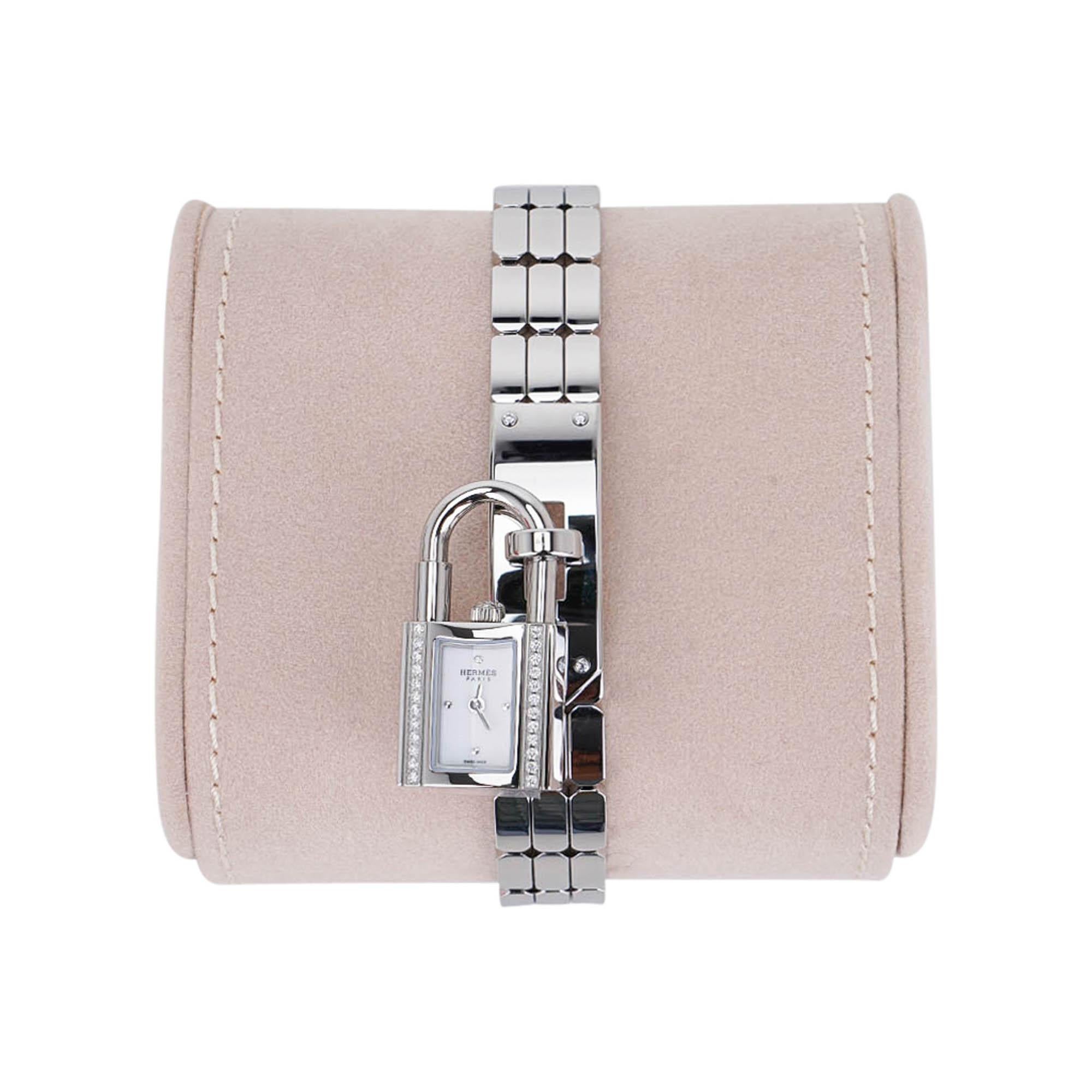 Reloj Hermes Kelly Mini Model 16 mm Acero inoxidable con diamantes engastados 3