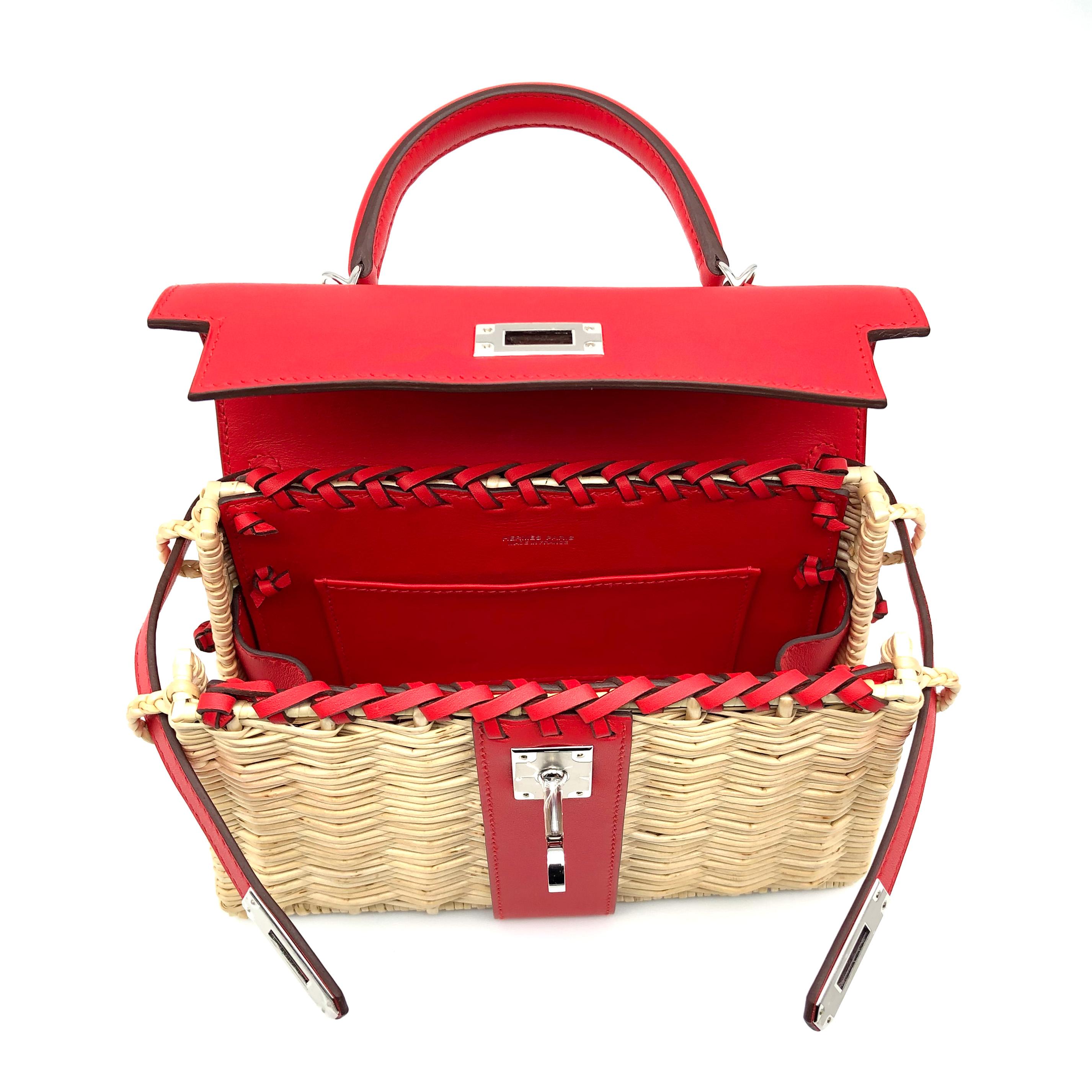 Red 1stdibs Exclusive Hermès Kelly Mini Picnic Rouge De Coeur Swift Palladium