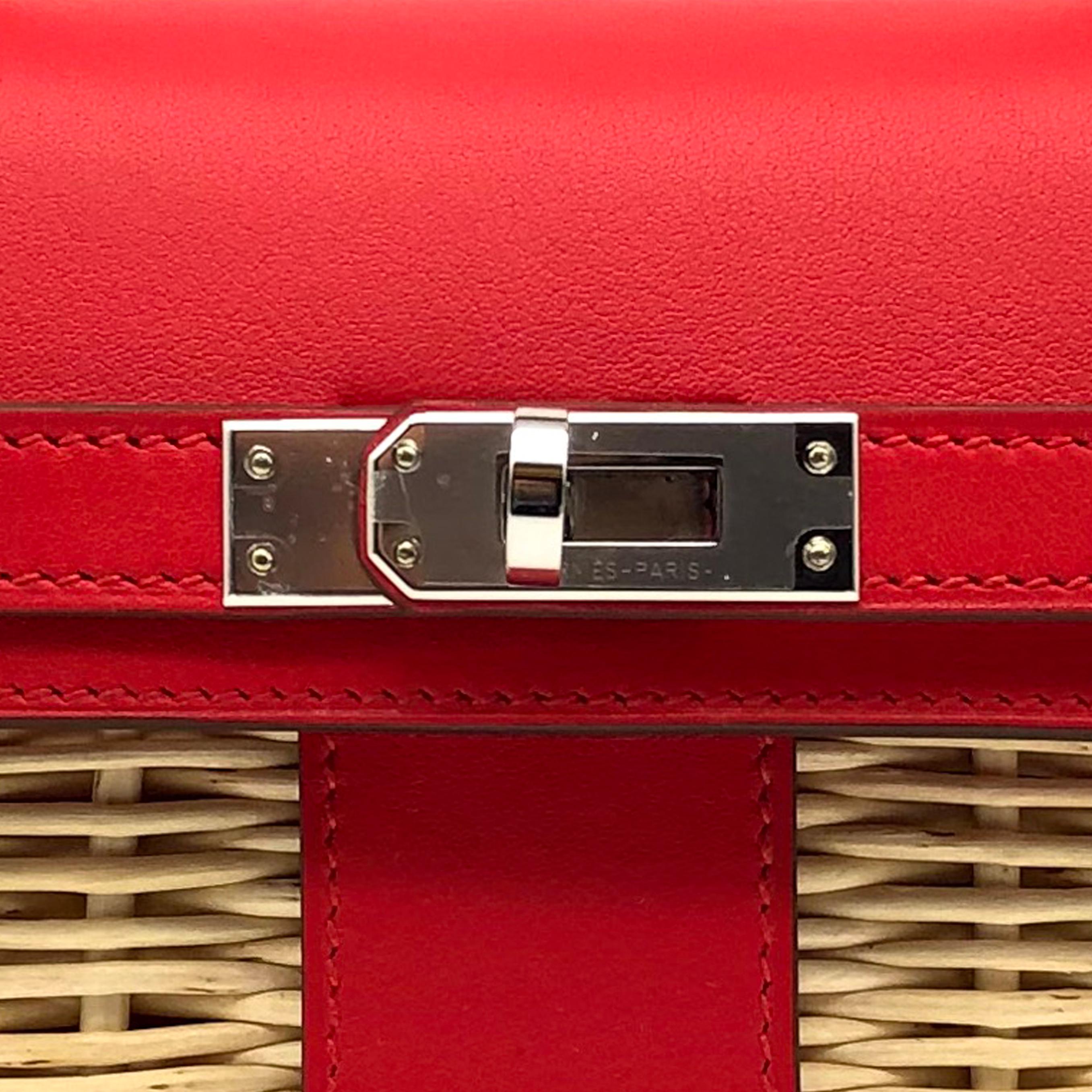 1stdibs Exclusive Hermès Kelly Mini Picnic Rouge De Coeur Swift Palladium In New Condition In Sydney, New South Wales