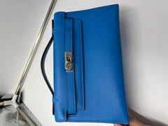 Hermès - Mini pochette Kelly bleue France PHW