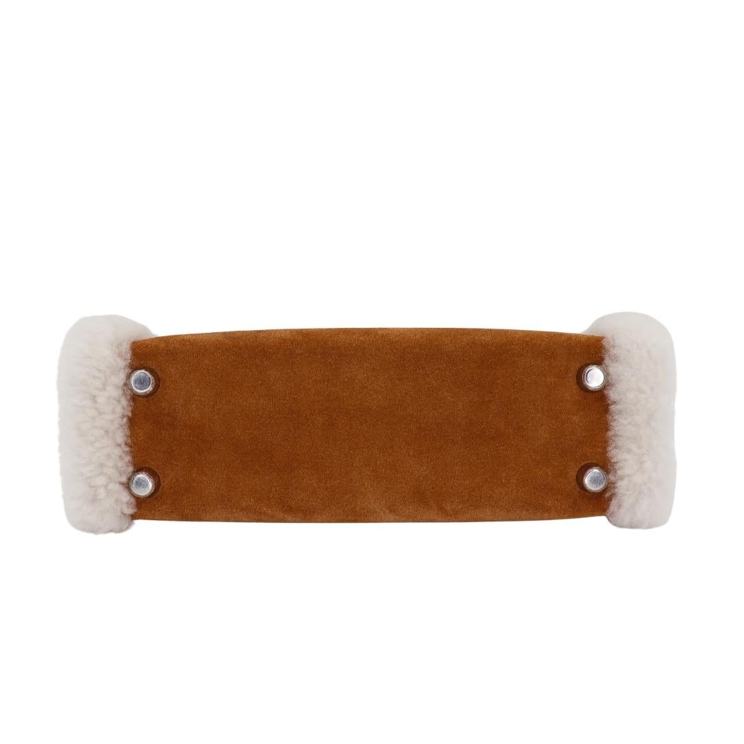 Hermès Kelly Mini Teddy Plush Shearling Chamois/Ecru/Alezan Palladium Hardware In New Condition For Sale In Santa Rosa Beach, FL