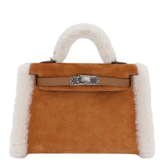 Hermès Kelly Mini Teddy Peluche Gamuza/Crudo/Alezán Herraje Paladio