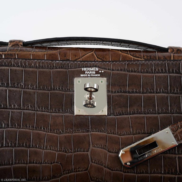 Hermès Kelly Muff Matte Havane Nilo Crocodile and Mink Bag with