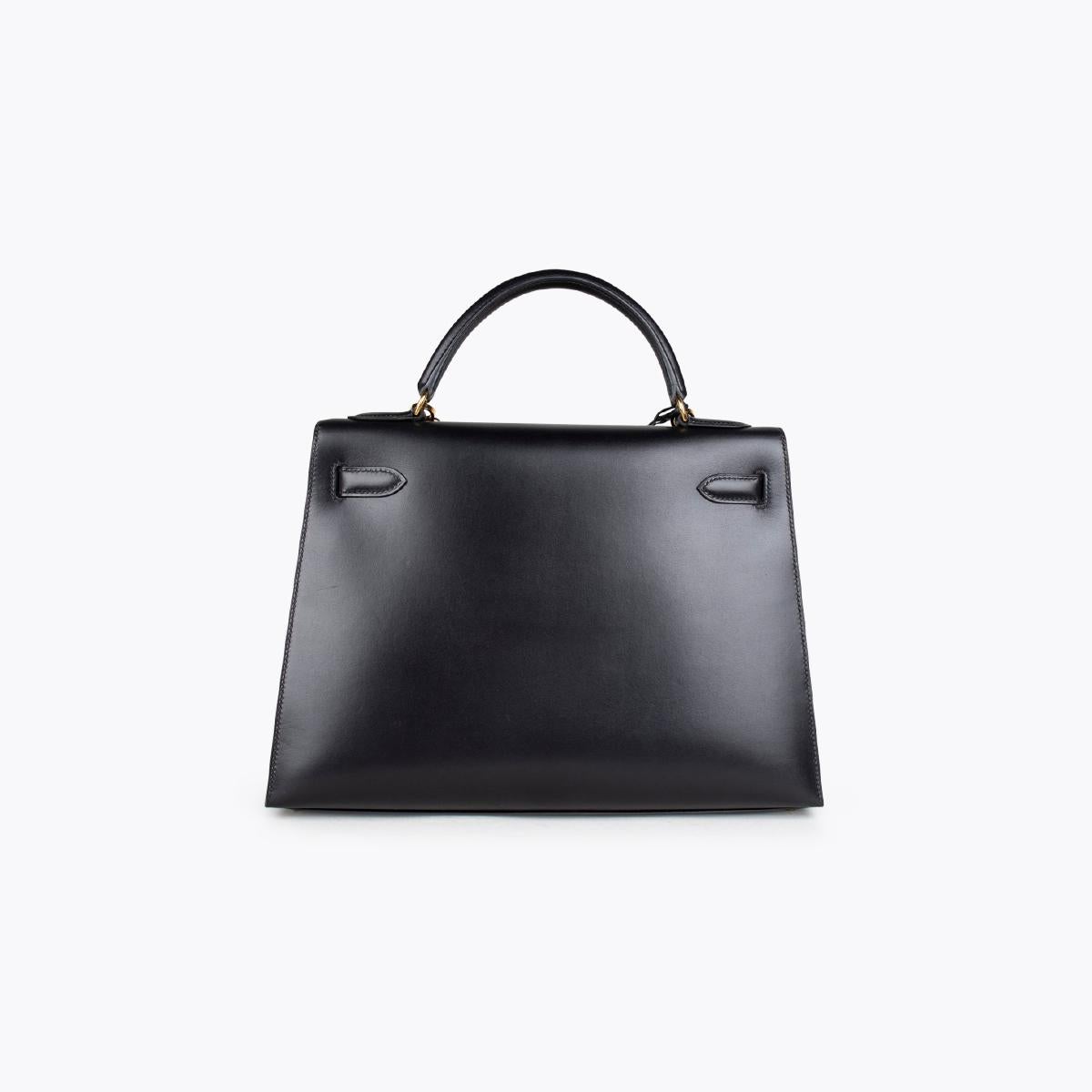 Black Hermès Kelly Noir Box Sellier 32 Bag