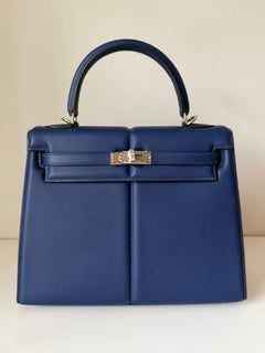 Hermès Kelly Padded 25 Bleu Saphire Swift Palladium Hardware