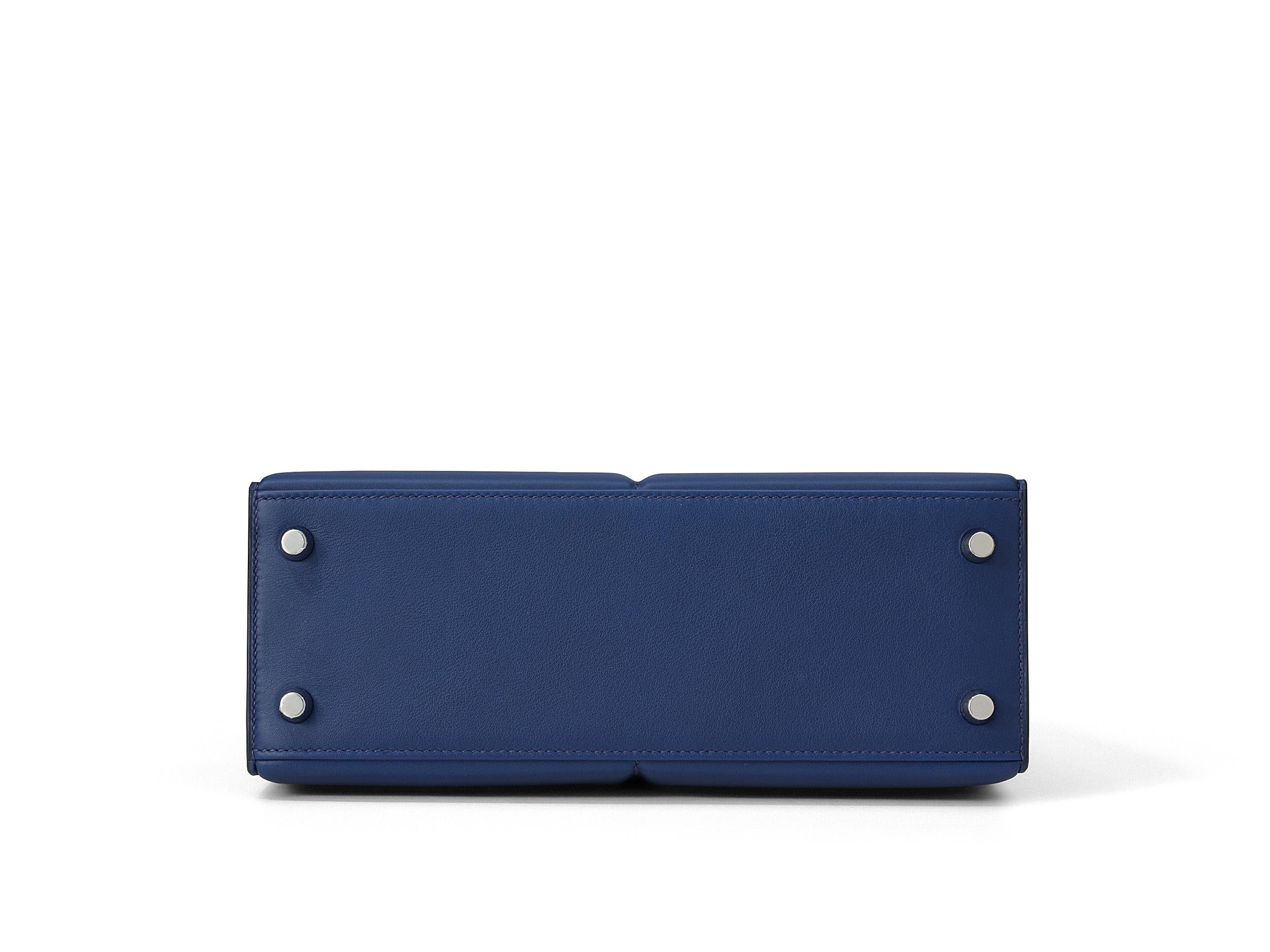 Hermès Kelly Padded 25 Bleu Saphire Swift Palladium Hardware For Sale 1