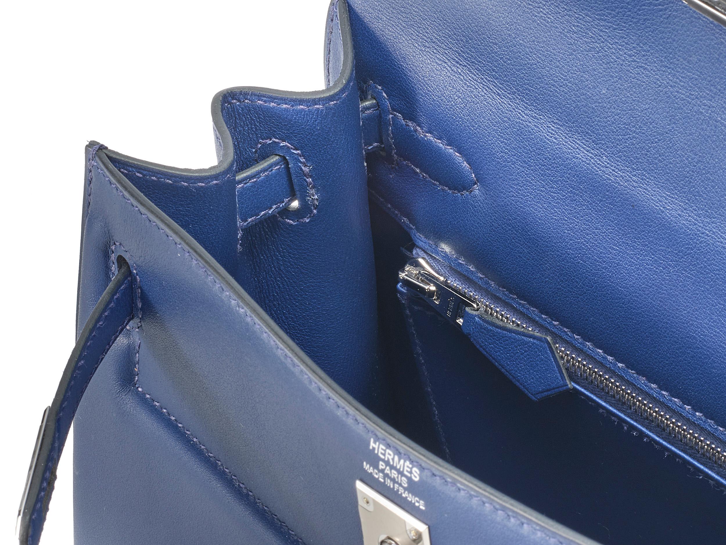 Hermès Kelly Padded 25 Bleu Saphire Swift Palladium Hardware en vente 2