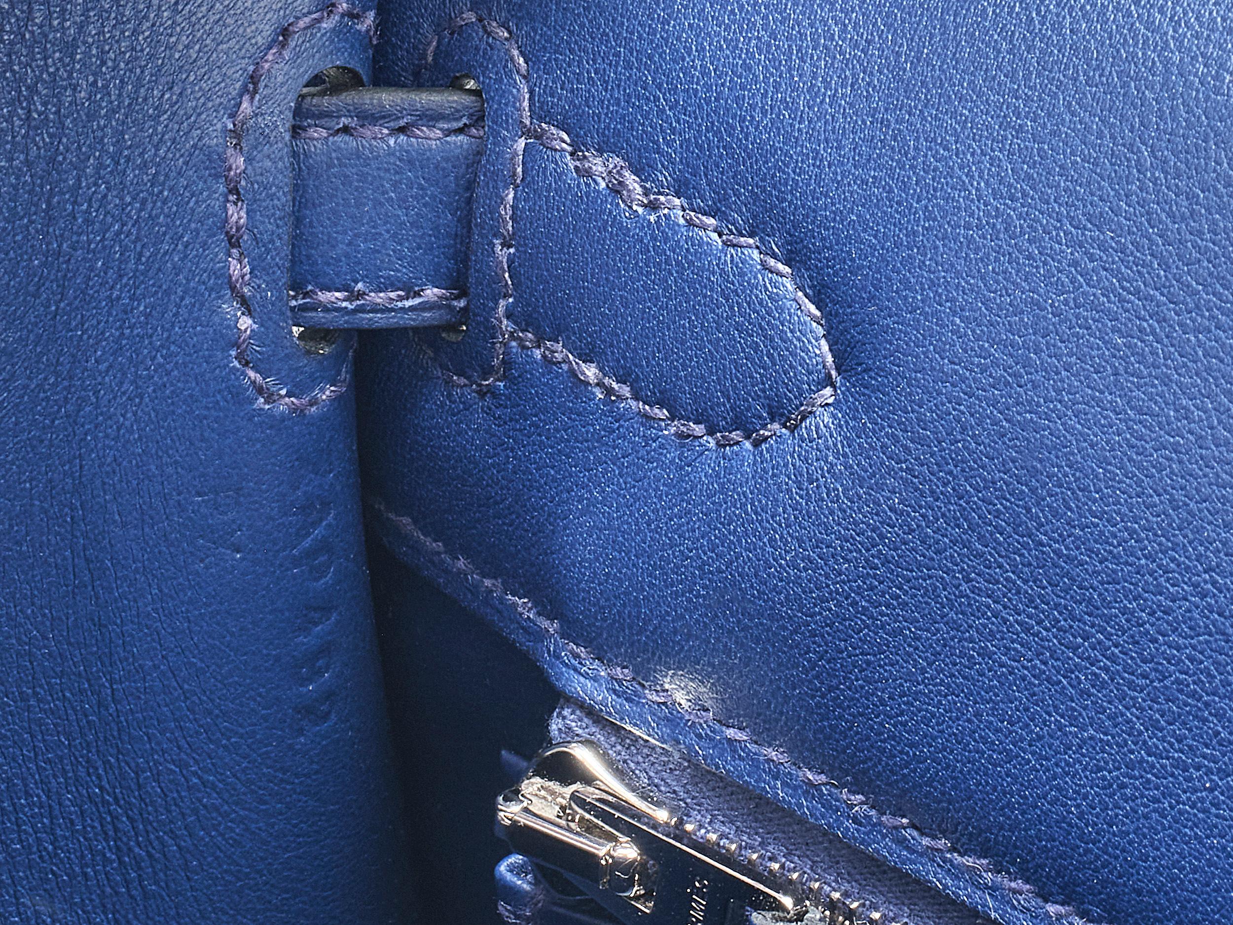 Hermès Kelly Padded 25 Bleu Saphire Swift Palladium Hardware For Sale 4