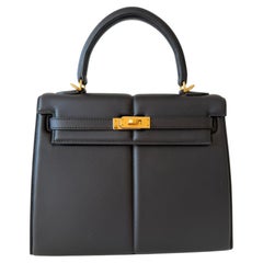 Hermès Kelly Padded 25 Noir/Black Swift Gold Hardware