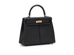 Hermès Kelly Padded 25 Noir/Black Swift Gold Hardware