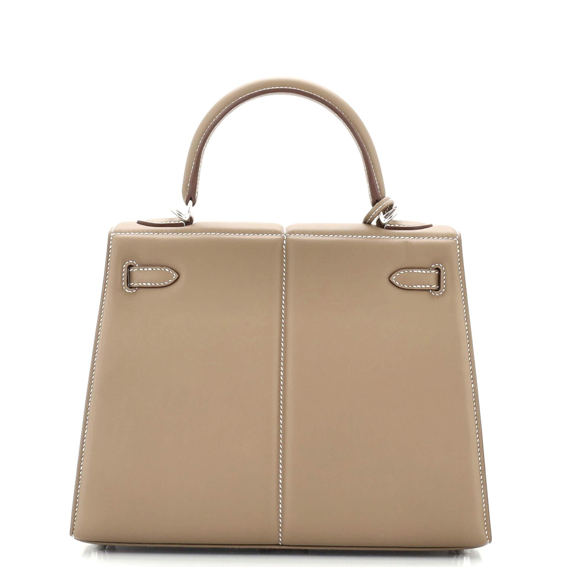 Women's or Men's Hermes Kelly Padded Handbag Swift with Palladium Hardware 25