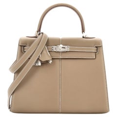 Hermes Kelly Padded Handbag Swift with Palladium Hardware 25