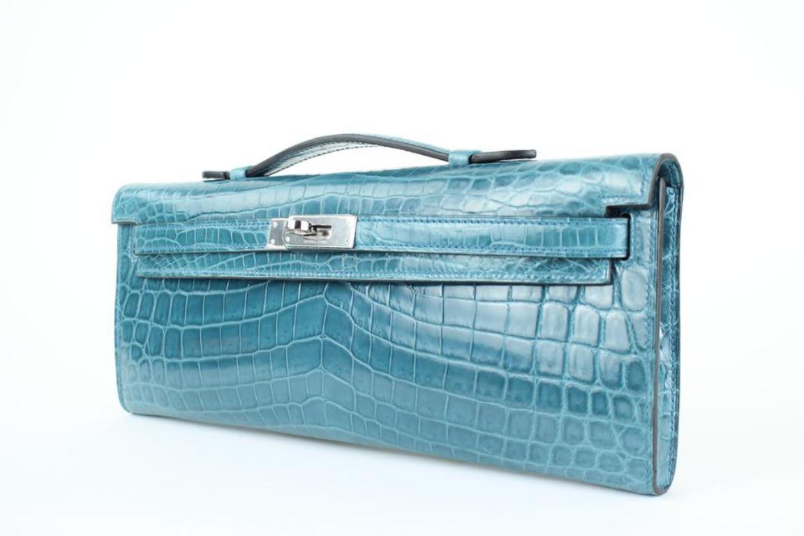 Hermès Kelly Paon Niloticus Crocodile Cut Pochette 16hedg8917 AquaClutch For Sale 5