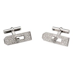 Hermès Kelly Pave Diamond 18 Karat White Gold Cufflinks