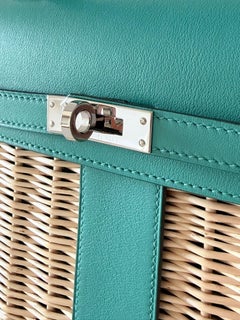Hermès Kelly Picnic 20 Vert Verone Osier Swift Palladium Hardware