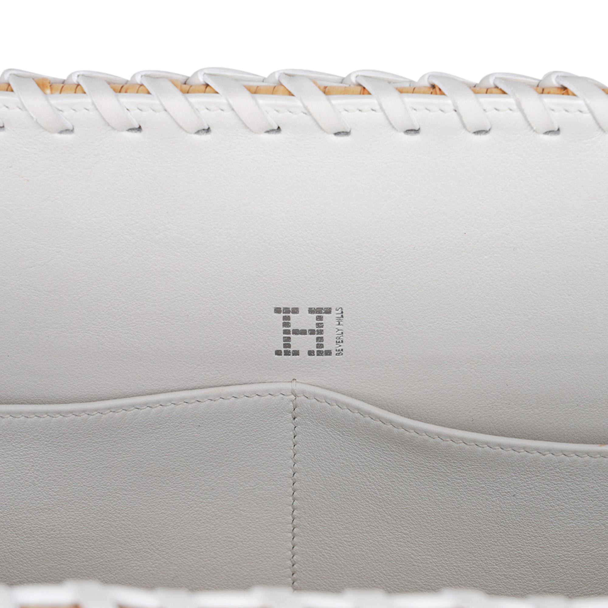 Hermes Kelly Picnic 35 Bag White Swift Leather / Osier (Wicker) Limited Edition 8