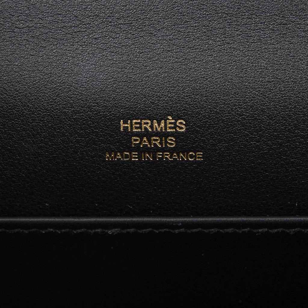 Hermes Kelly Pochette Bag Black Swift Clutch Gold Hardware 3
