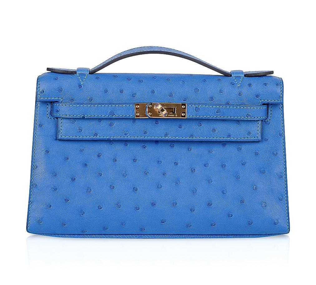 Hermes Kelly Clutch Bag Cut Blue Electric