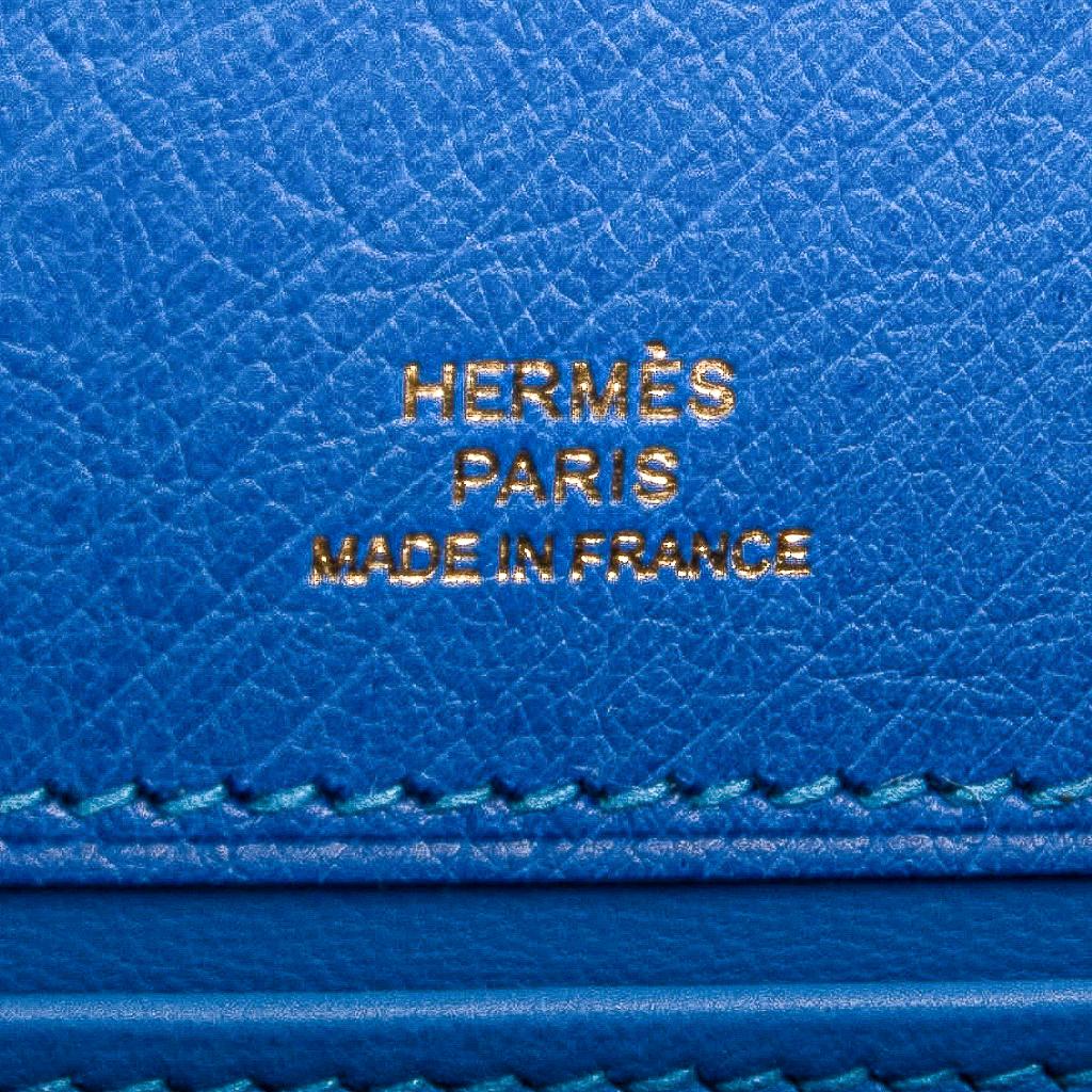 Hermes Kelly Pochette Bag Bleuet Ostrich Clutch Gold Hardware 1