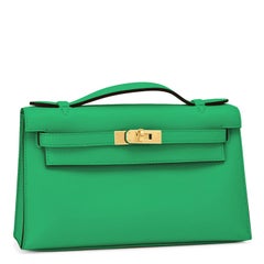 Hermes Kelly Pochette Bambou Gold Hardware Clutch Cut Bag Y Stamp, 2020