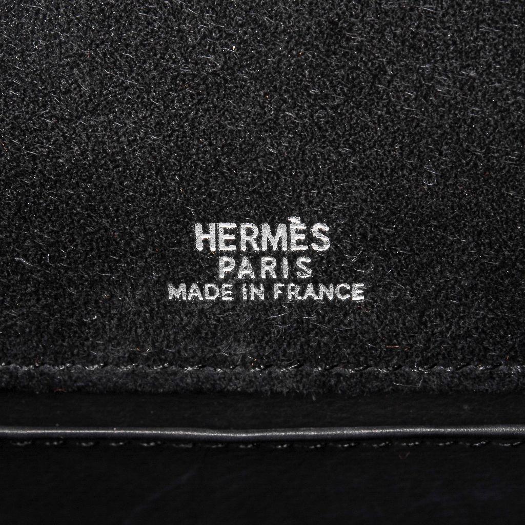 Hermes Kelly Pochette Black Doblis Suede Palladium 1