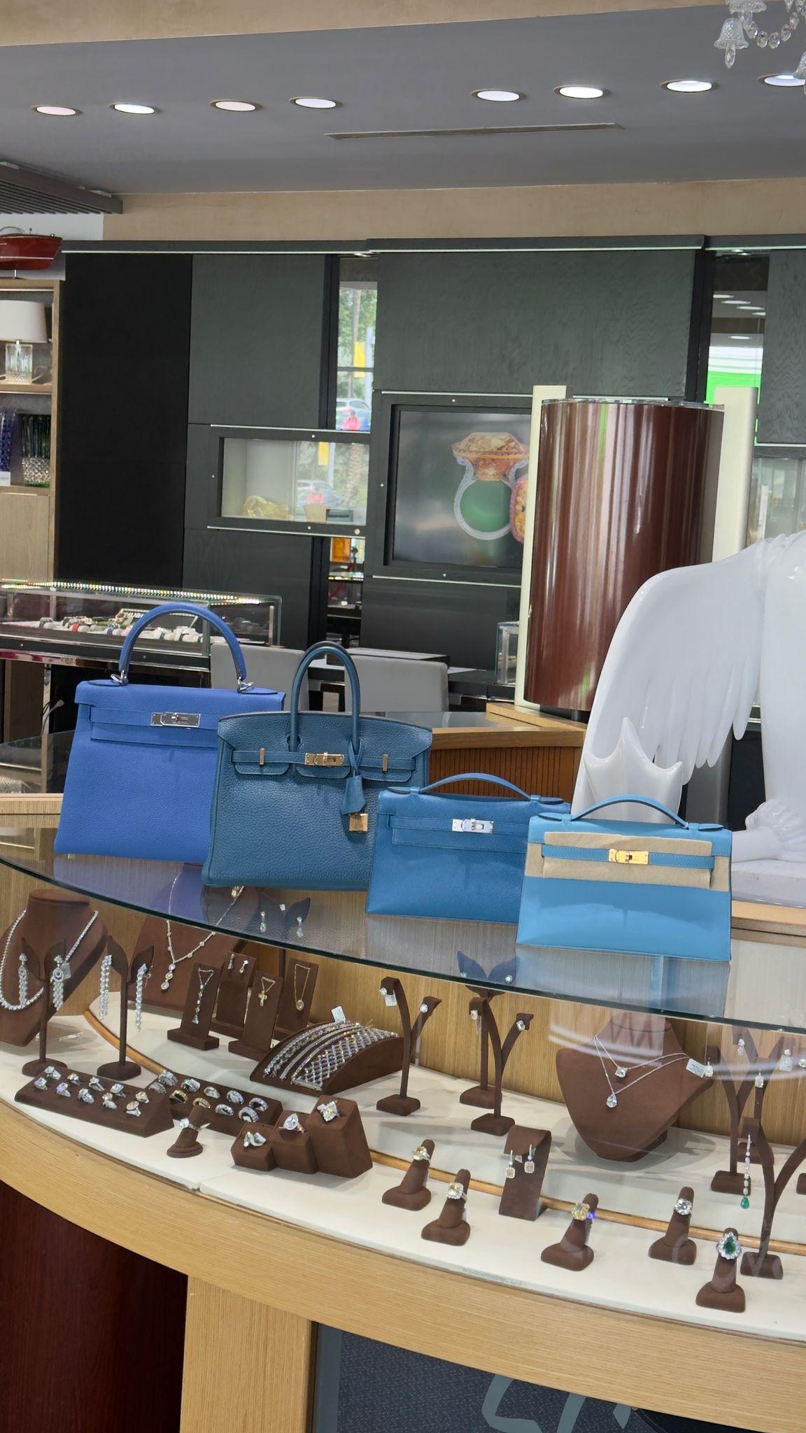 Hermes Kelly Pochette Bleu Izmir Sellier Epsom Leather Clutch Palladium Hardware For Sale 2