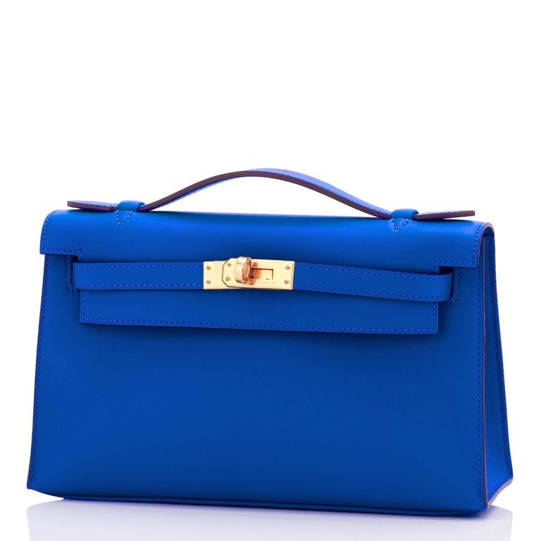Hermès Kelly Cut Clutch Bag Blue Atoll