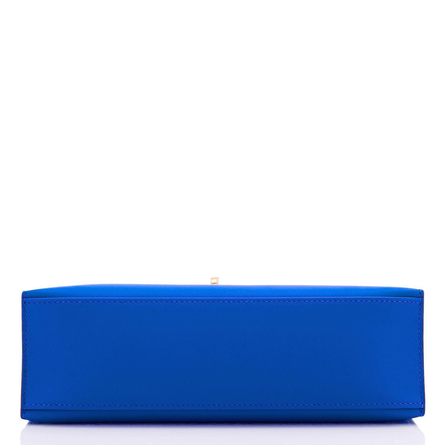 Women's or Men's Hermes Kelly Pochette Blue France Gold Hardware Clutch Cut Bag U Stamp, 2022