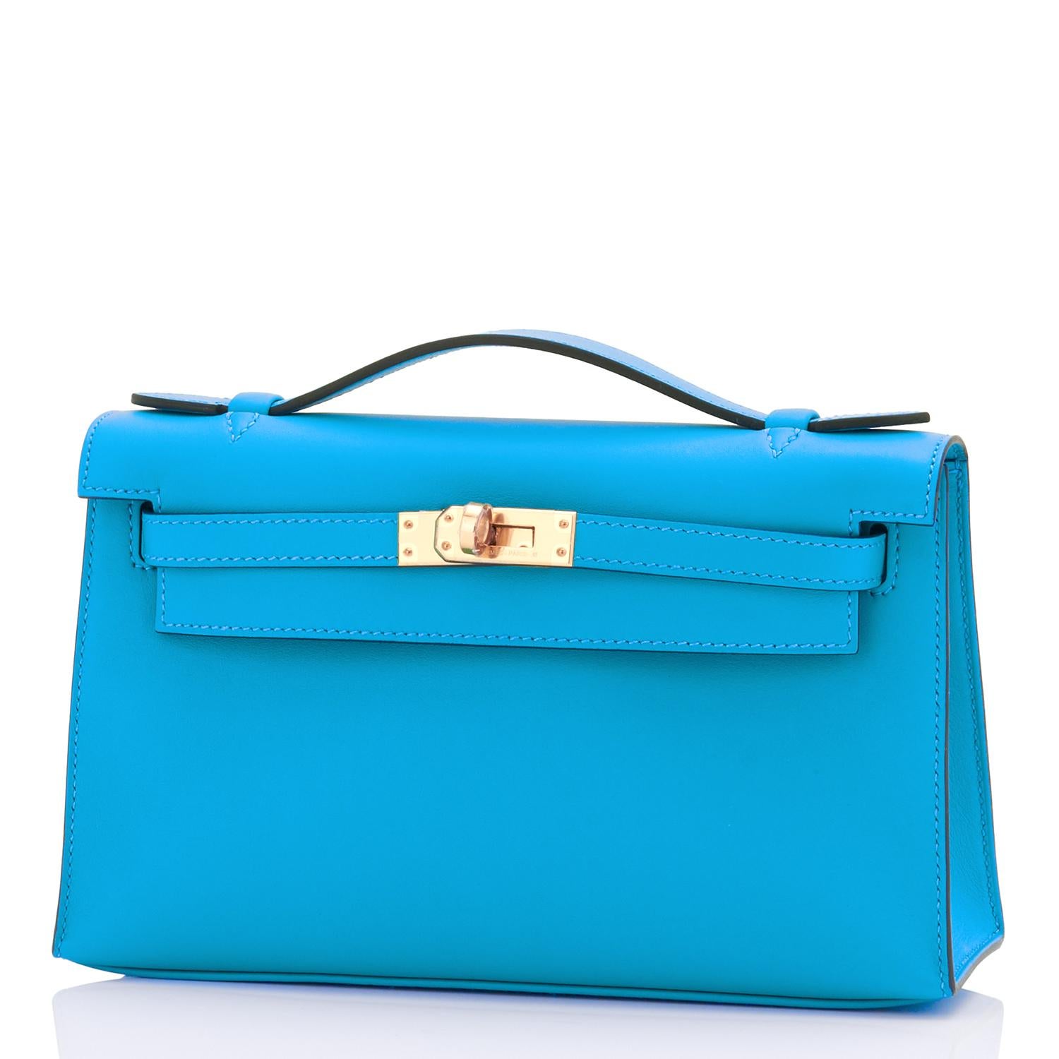 Femenino o masculino Hermes Kelly Pochette Azul Frida Bleu Herraje Dorado Embrague Corte Bolsa Sello Z, 2021