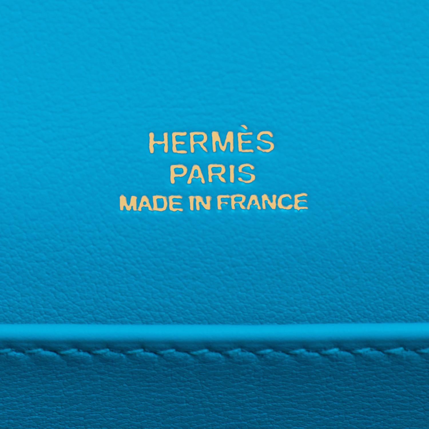 Women's or Men's Hermes Kelly Pochette Blue Frida Gold Hardware Clutch Cut Bag Y Stamp, 2020