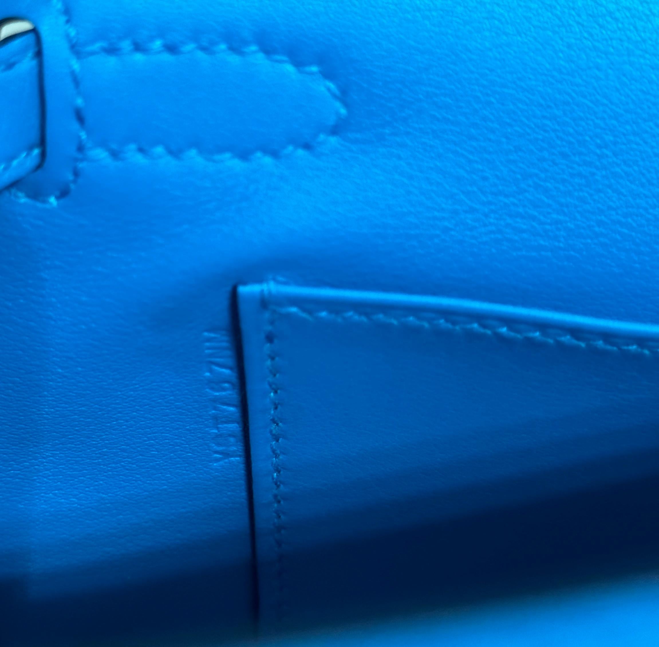Hermes Kelly Pochette Blue Frida Leather Gold Hardware 5