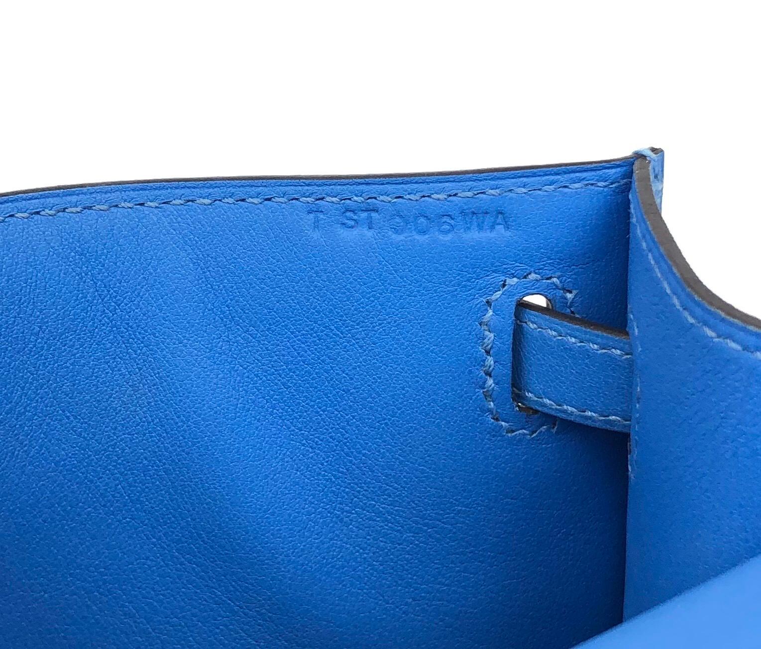 Hermes Kelly Pochette Blue Paradise Palladium Hardware 2