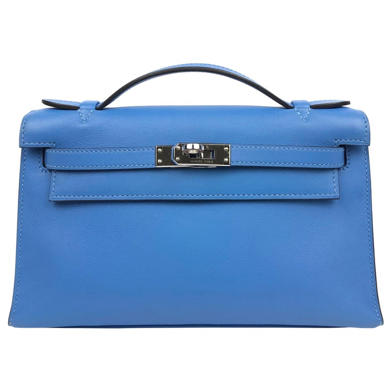 Hermes Kelly Mini Pochette Bag Epsom Leather Palladium Hardware In
