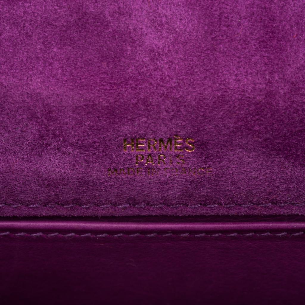 Hermes Kelly Pochette Doblis (Suede) Violet Purple Clutch Bag Gold 2
