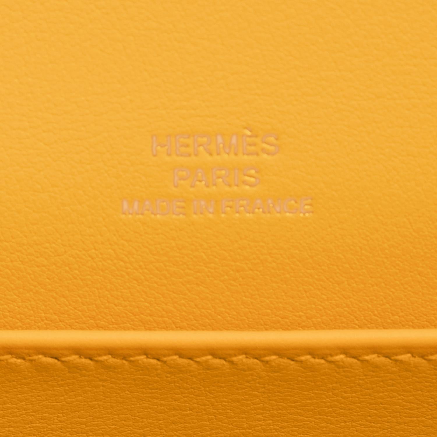 Women's or Men's Hermes Kelly Pochette Jaune Ambre Gold Hardware Clutch Amber Bag Y Stamp, 2020