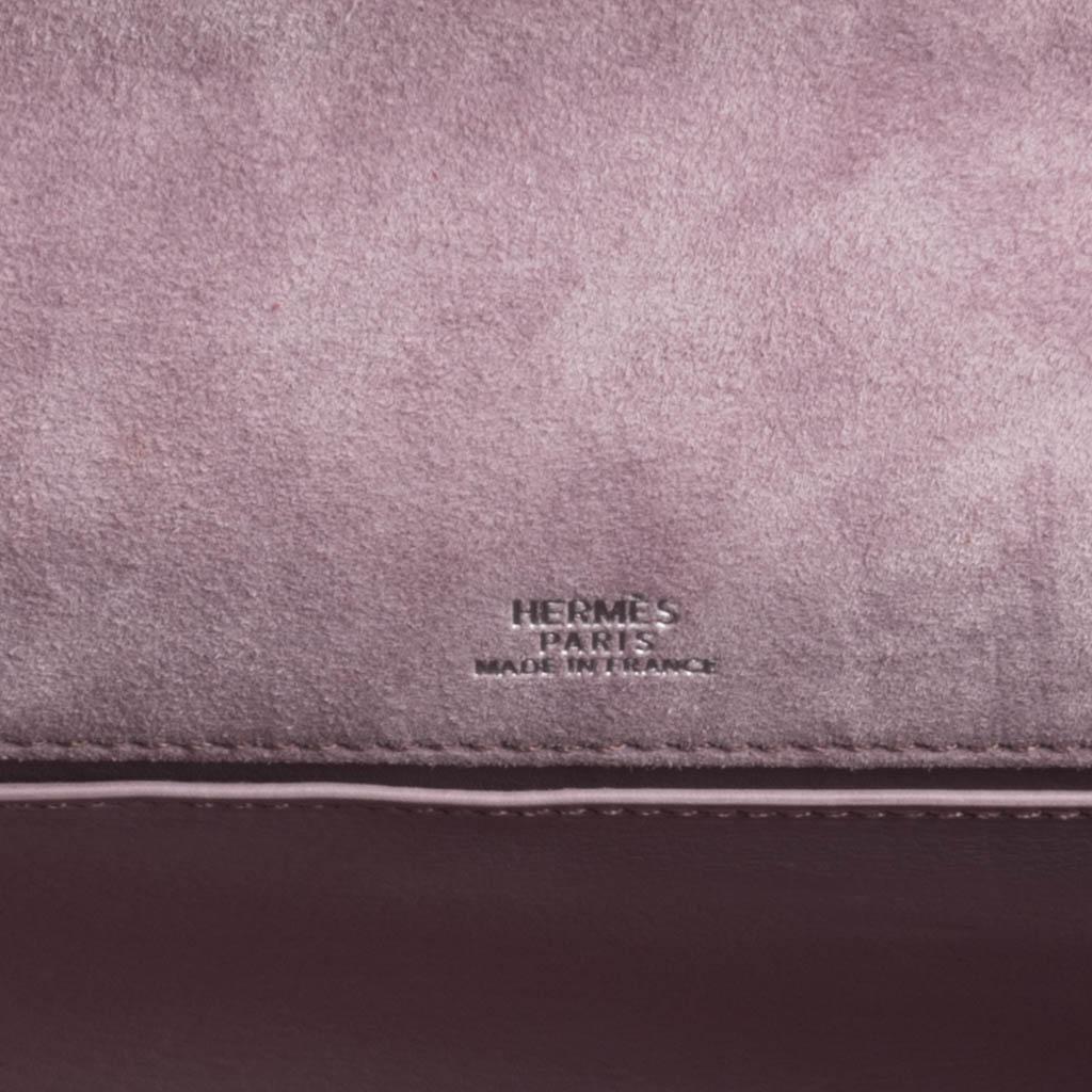 Gray Hermes Kelly Pochette Lilac Doblis Suede Palladium