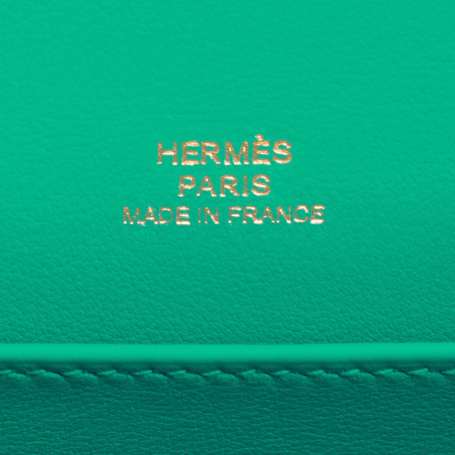 Hermes Kelly Pochette Menthe Gold Hardware Clutch Cut Bag Z Stamp, 2021 In New Condition In New York, NY