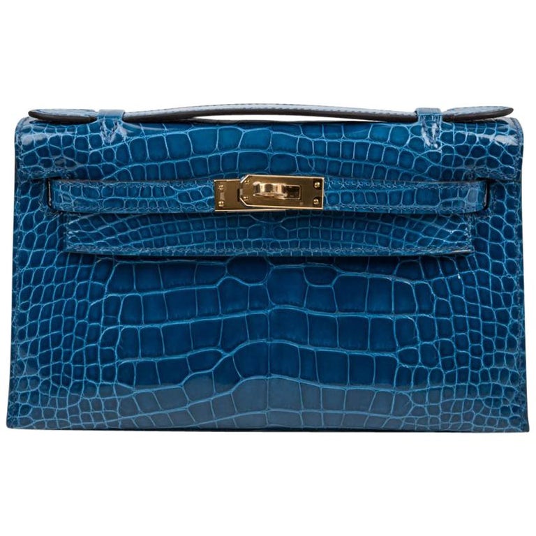 Hermes Kelly Pochette Mykonos Alligator Gold Hardware 1