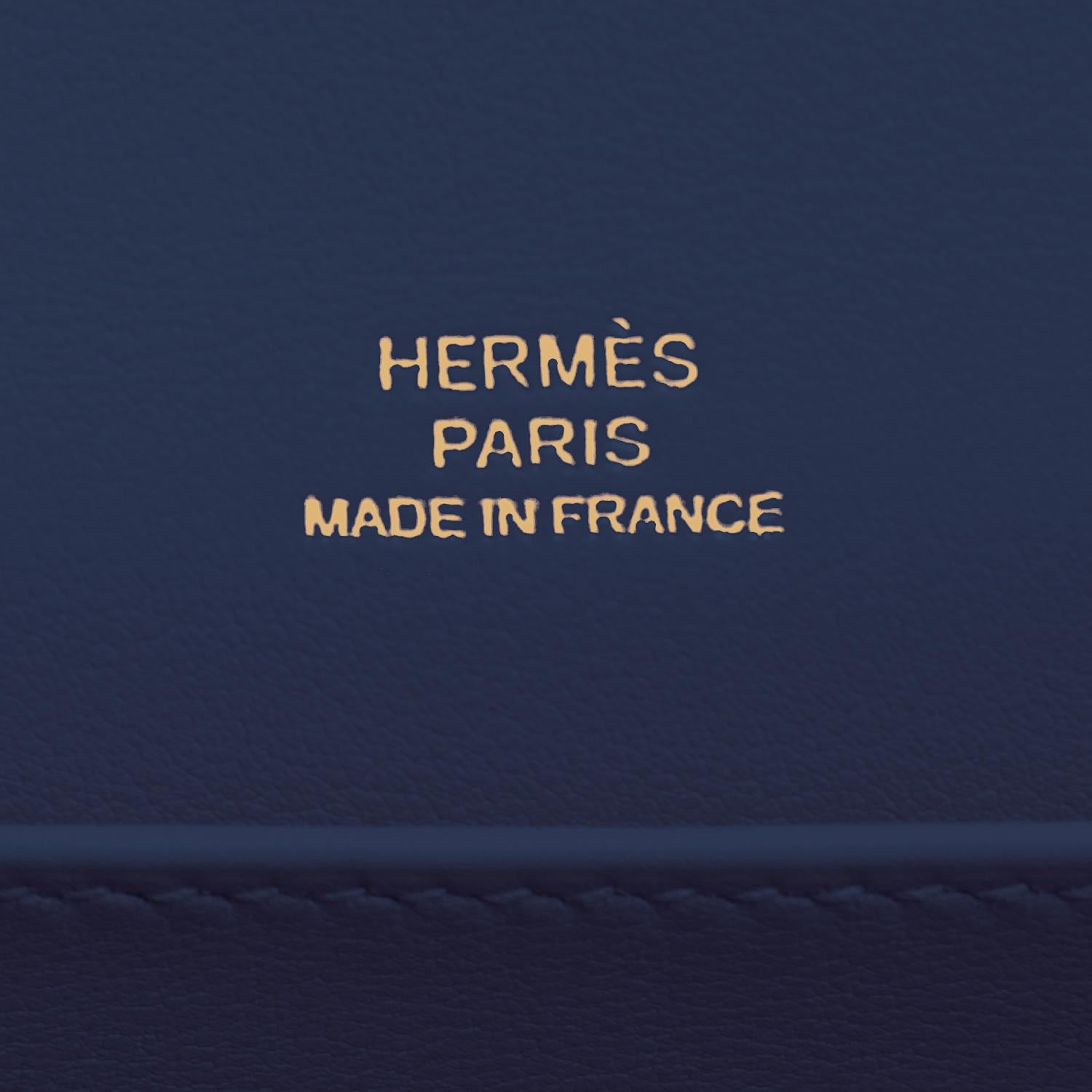 Hermes Kelly Pochette Navy Blue Gold Hardware Clutch Cut Bag Y Stamp, 2020 In New Condition In New York, NY