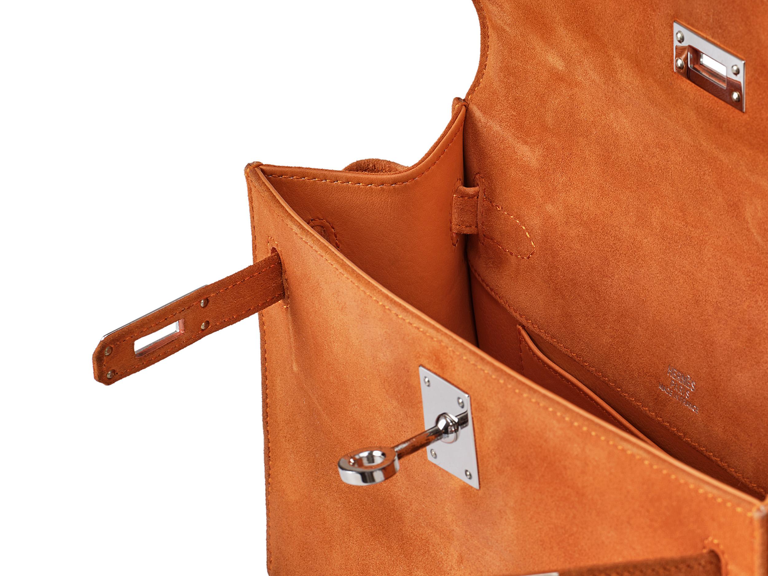 Hermès Kelly Pochette Orange Doblis Palladium Hardware For Sale 1