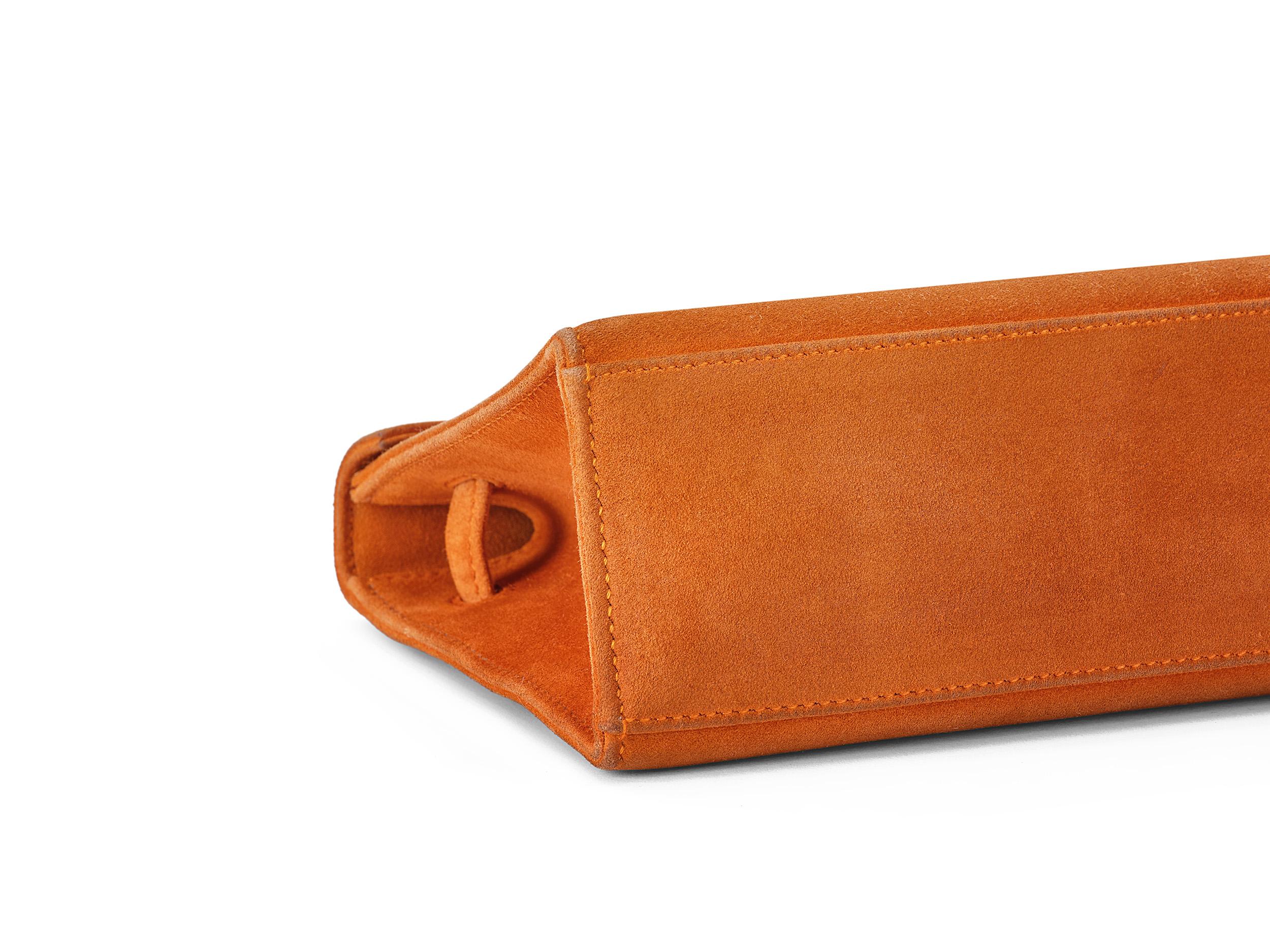 Hermès Kelly Pochette Orange Doblis Palladium Hardware For Sale 2