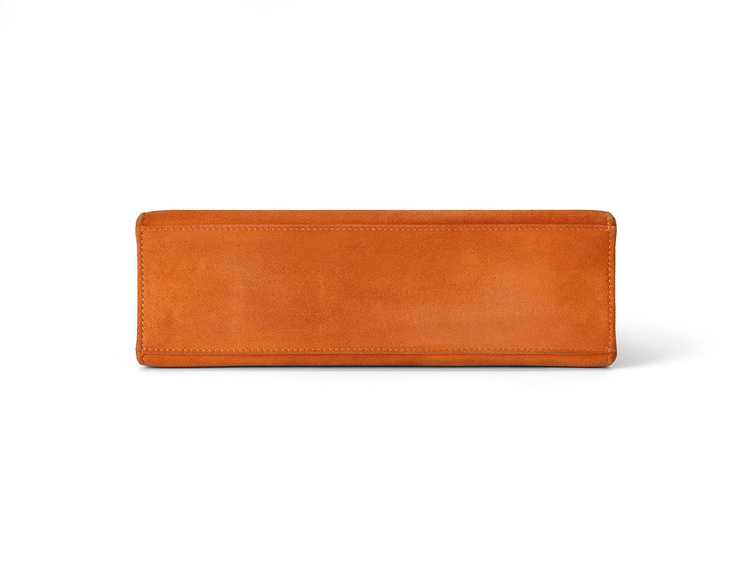 Hermès Kelly Pochette Orange Doblis Palladium Hardware For Sale 3