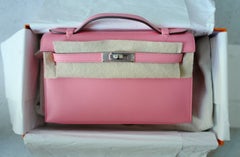 Hermès Kelly Pochette Rose d’Été Swift Leather with Palladium HW Z Stamp
