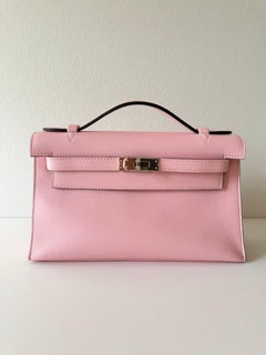 Hermès Kelly Pochette Rose Sakura Swift Palladium Hardware