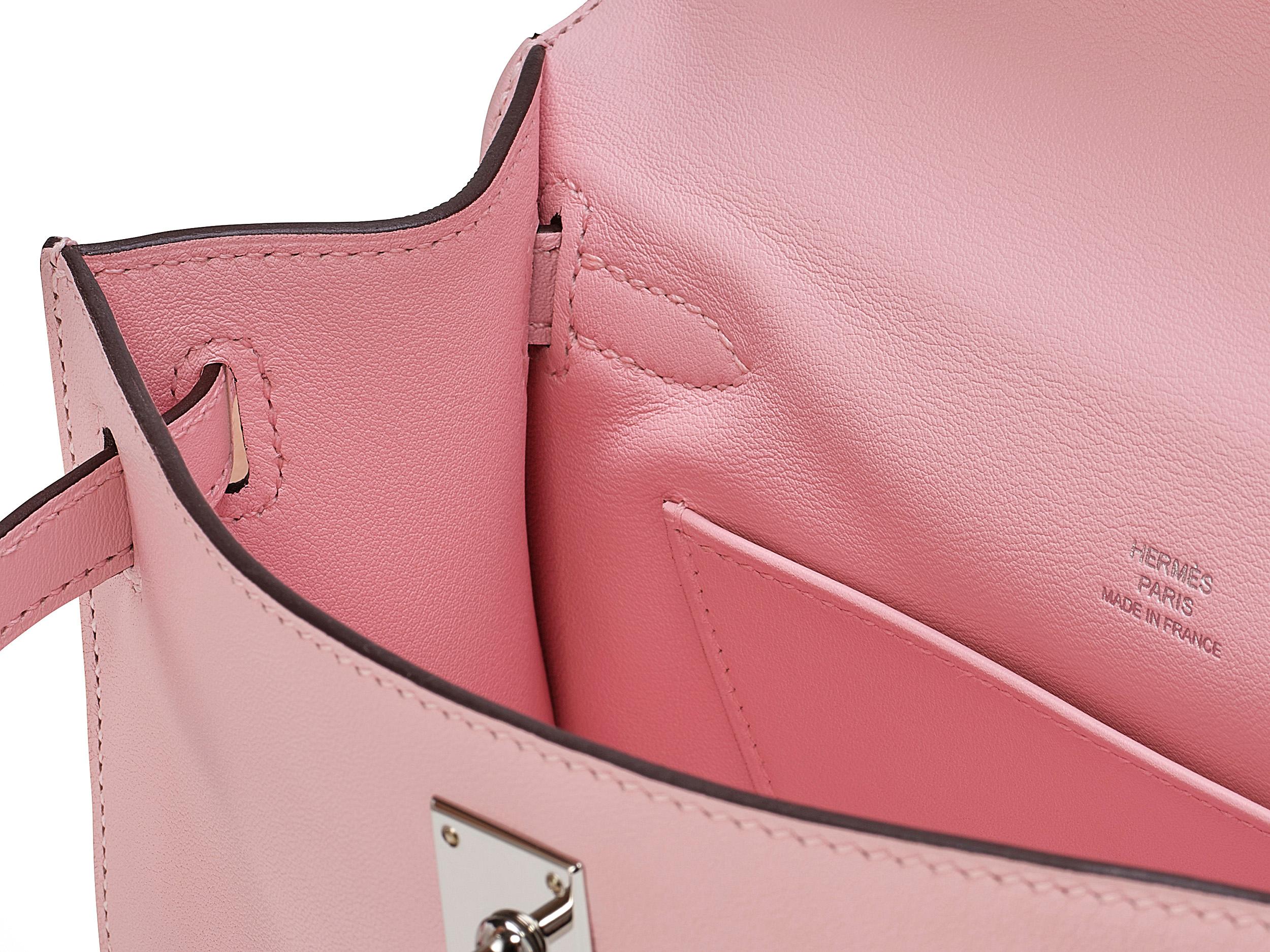da uomo o donna Hermès Kelly Pochette Rose Sakura Swift Hardware Palladium in vendita